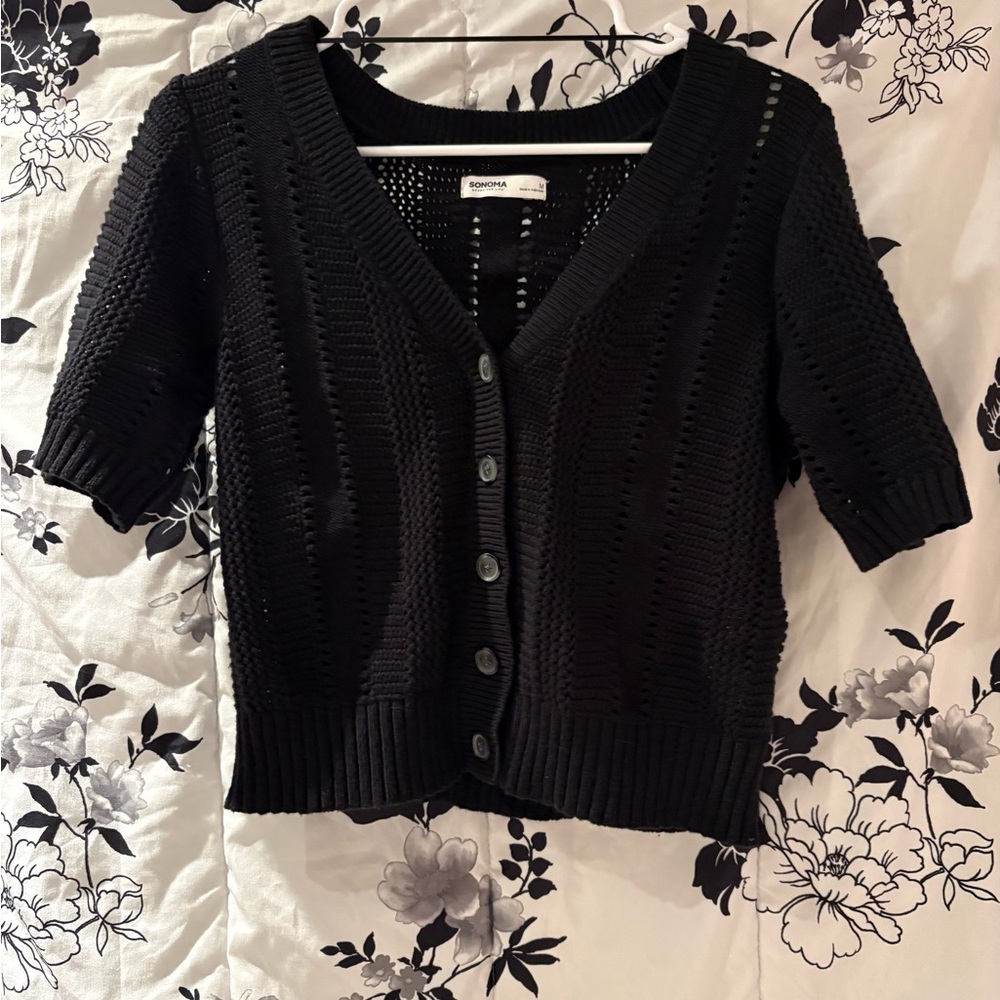Sonoma Black Knit Button-Up Cardigan